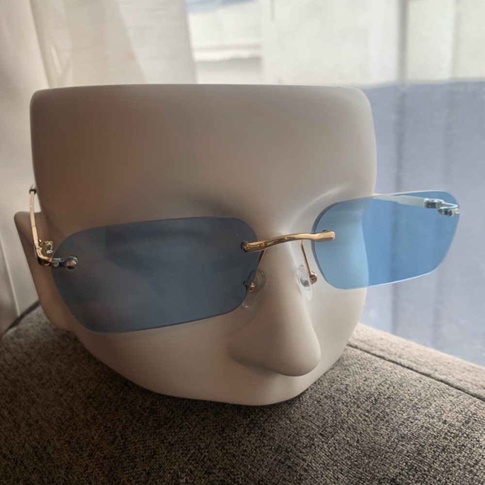 Blue Rimless Vintage Sunglasses